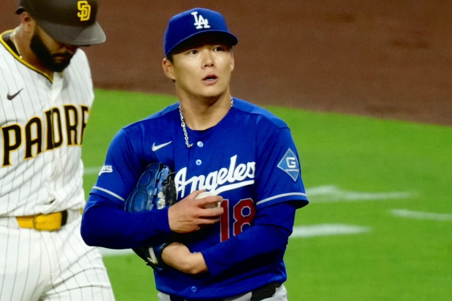 パドレス戦で力投したドジャース・山本由伸【写真：黒澤崇】