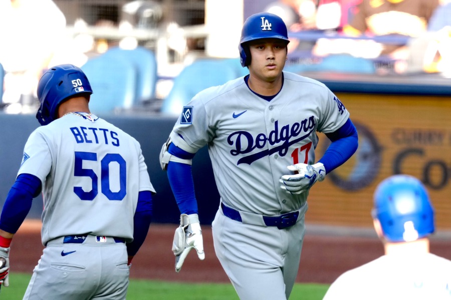 初回に本塁打を放ったドジャース・大谷翔平【写真:黒澤崇】