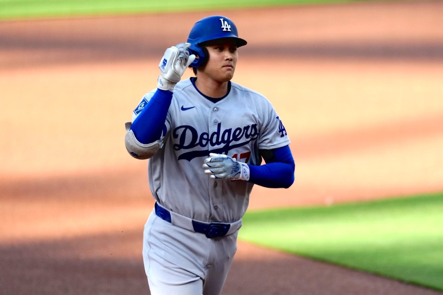 初回に本塁打を放ったドジャース・大谷翔平【写真：黒澤崇】