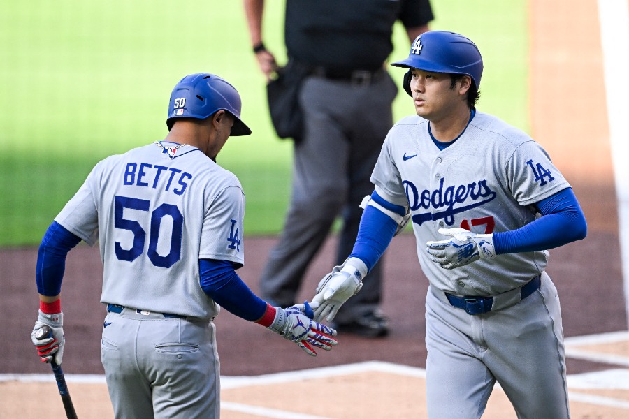 初回に本塁打を放ったドジャース・大谷翔平【写真：ロイター】