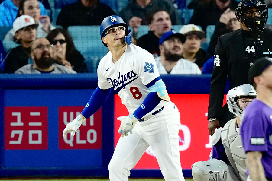 前日のロッキーズ戦に出場したドジャースのエンリケ・ヘルナンデス【写真：黒澤崇】