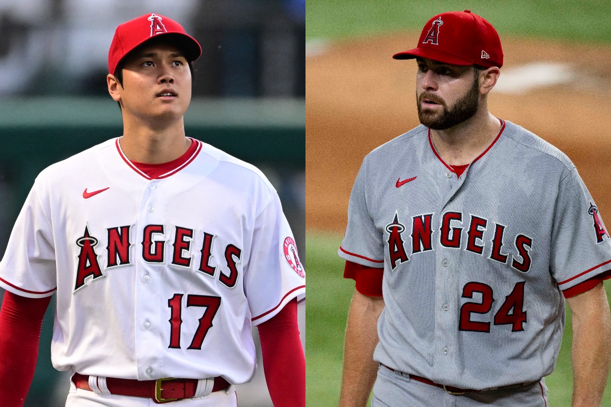 エンゼルス時代の大谷翔平（左）とルーカス・ジオリト【写真：ロイター】