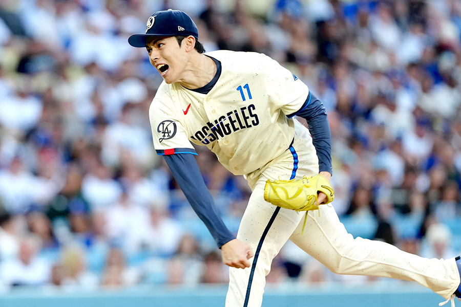 フィリーズ戦に先発したドジャース・佐々木朗希【写真:黒澤崇】