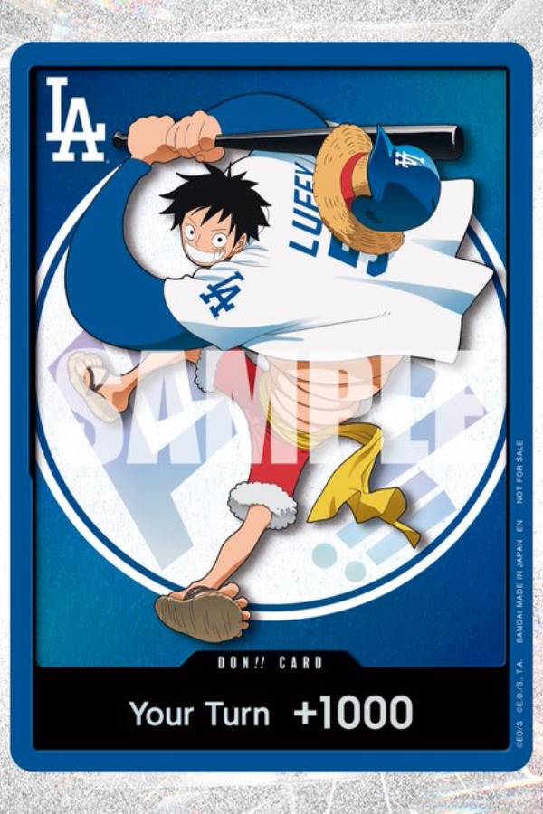 「ONE PIECE Night」で配布されるルフィが描かれた限定カード【画像提供：ドジャース】
