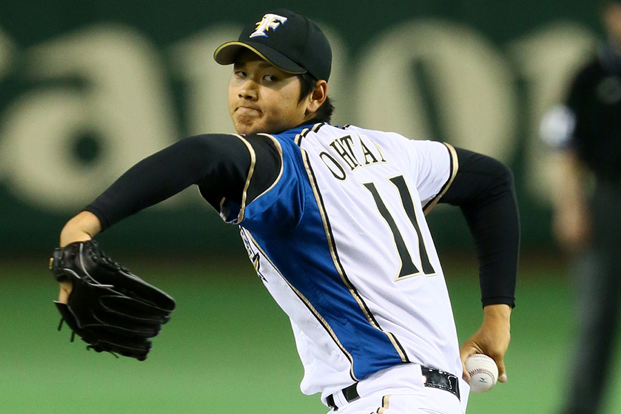 日本ハム時代の大谷翔平(2013年のプレー写真)【写真提供:産経新聞社】