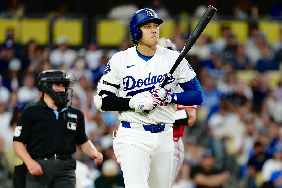 エンゼルス戦に出場したドジャース・大谷翔平【写真：黒澤崇】