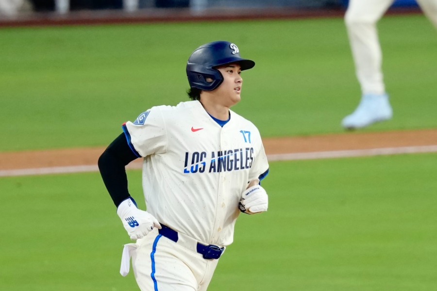 第2打席で本塁打を放ったドジャース・大谷翔平【写真：黒澤崇】
