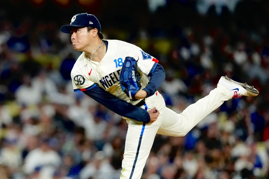 エンゼルス戦で力投したドジャース・山本由伸【写真：ロイター】