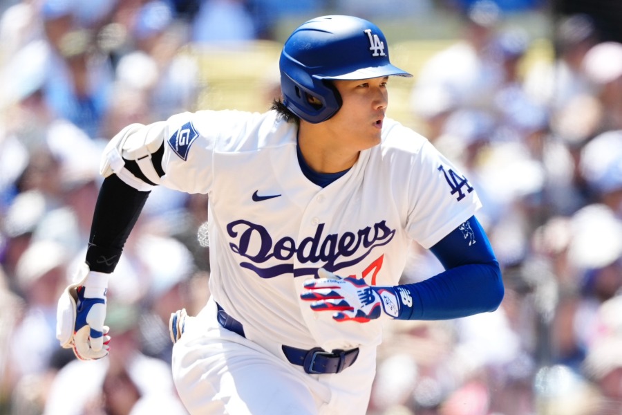 2打席目に安打を放ったドジャース・大谷翔平【写真：黒澤崇】