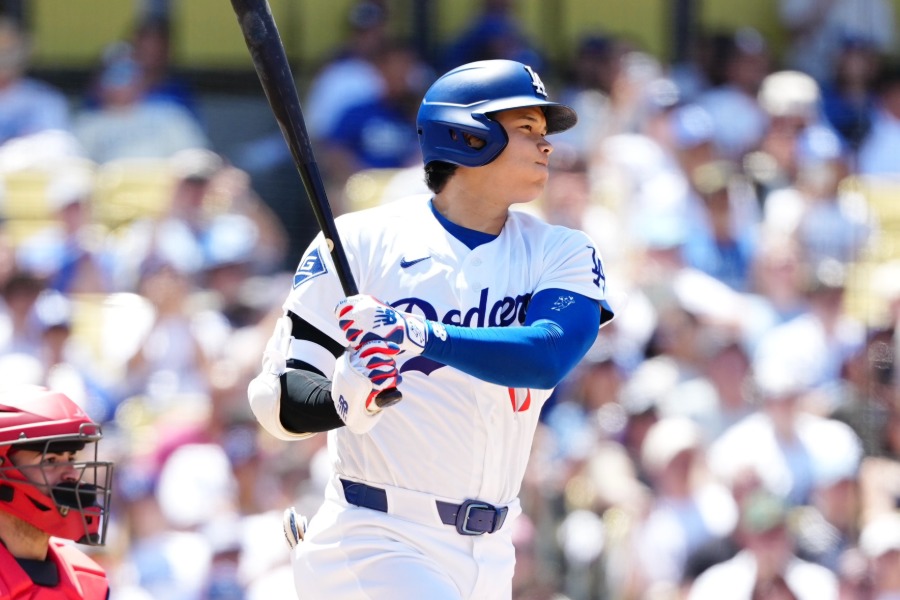 マルチ安打を放ったドジャース・大谷翔平【写真：黒澤崇】