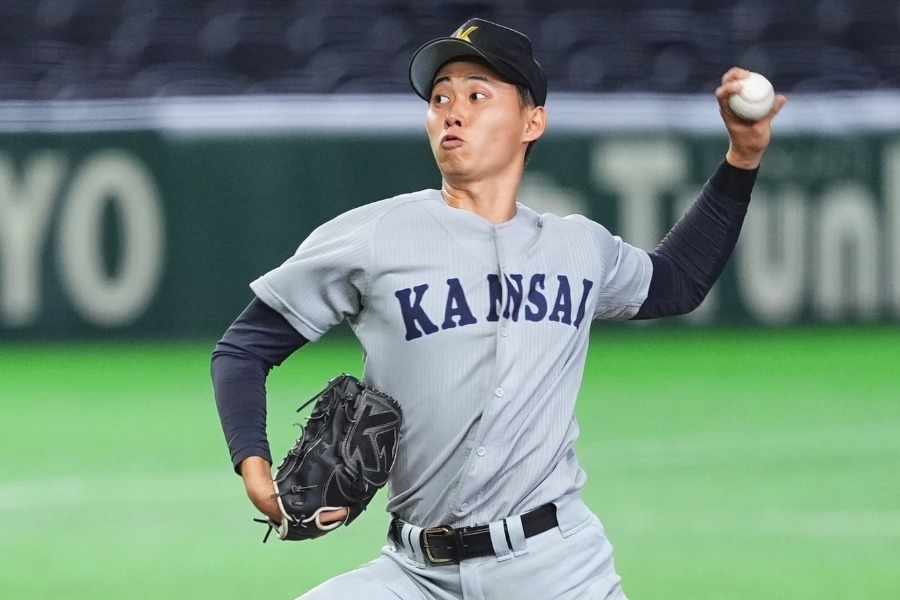 北海学園大戦に先発した関西大・米沢友翔【写真：小林靖】