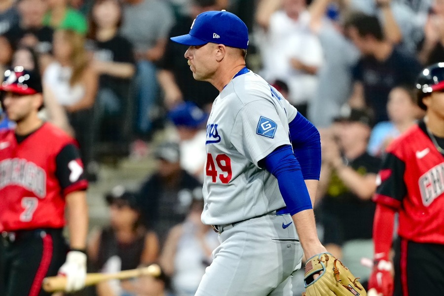 Wソックス戦の5回途中に登板したドジャースのブレイク・トライネン【写真：黒澤崇 】