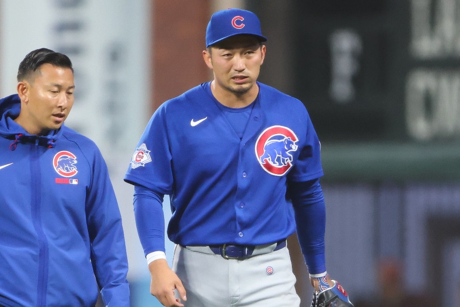 ジャイアンツ戦の4回に途中交代したカブス・鈴木誠也【写真:アフロ】