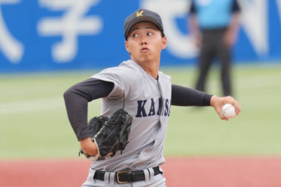 慶大戦に先発した関大・米沢友翔【写真:井上学】
