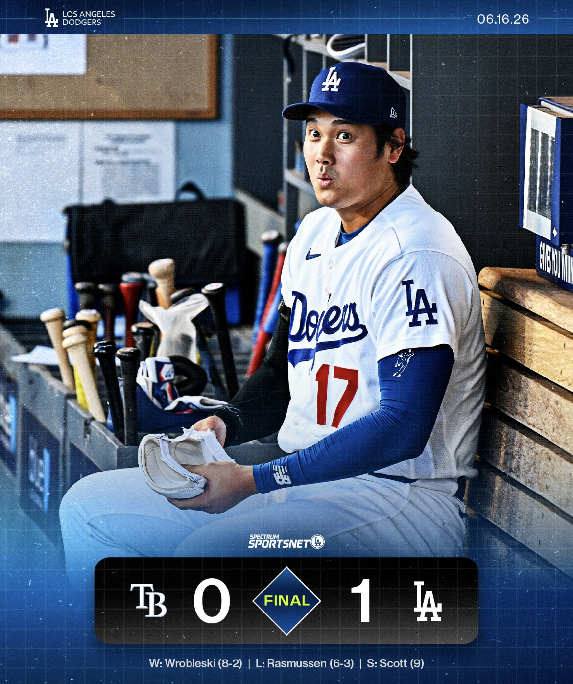スポーツネットLA公式インスタグラムが投稿したドジャース・大谷翔平【写真提供：スポーツネットLA】