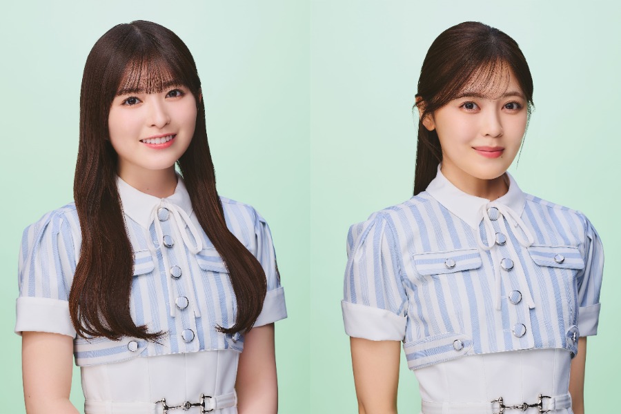 7月23日の楽天戦に来場する乃木坂46の小川彩さん(左)と柴田柚菜さん【写真:球団提供】