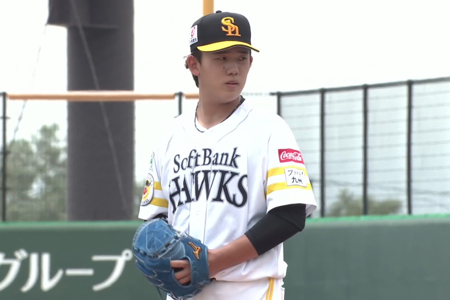 オリックス戦に登板したソフトバンク・小林樹斗 【画像：パーソル パ・リーグTV】