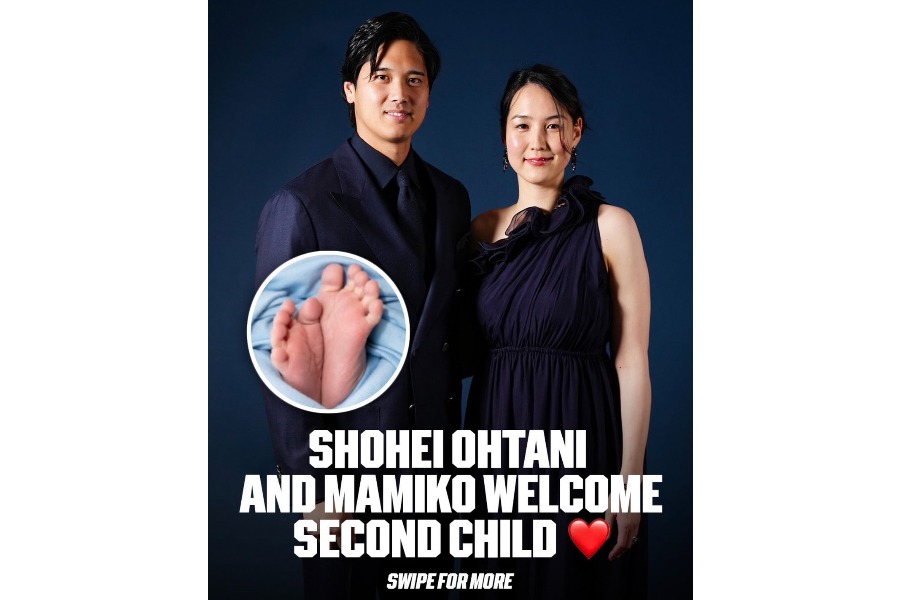 MLB公式インスタグラムが公開したドジャース・大谷翔平（左）と真美子夫人（写真はスクリーンショット）