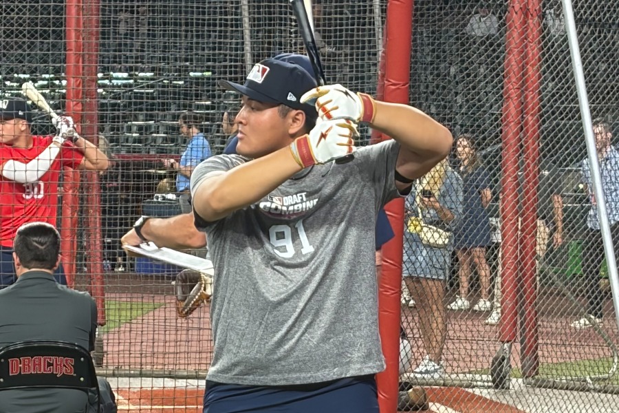 MLBドラフト・コンバインに参加したスタンフォード大・佐々木麟太郎【写真：編集部】