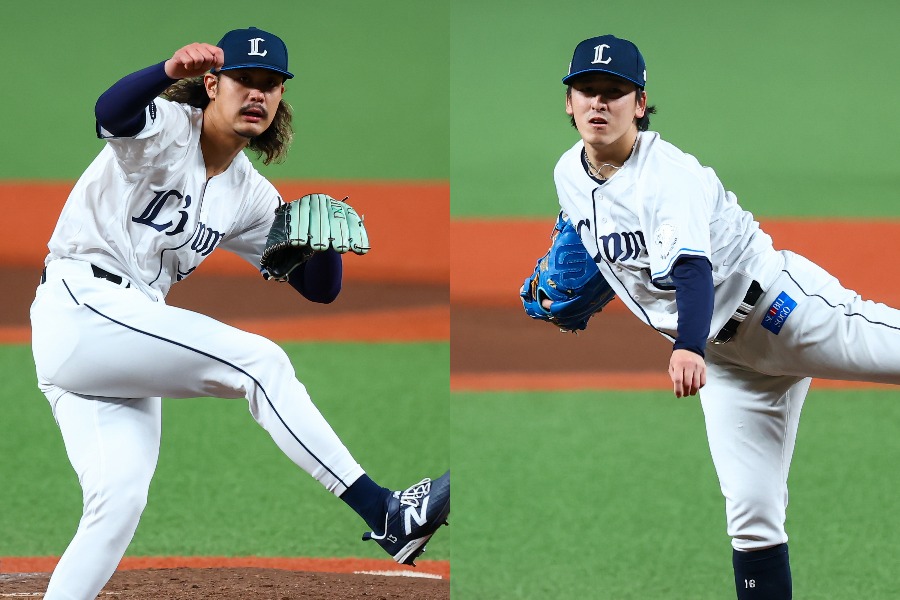 西武の高橋光成(左)と隅田知一郎【写真:加治屋友輝】