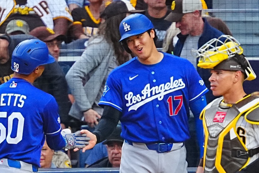 パドレス戦に出場したドジャース・大谷翔平【写真：荒川祐史】