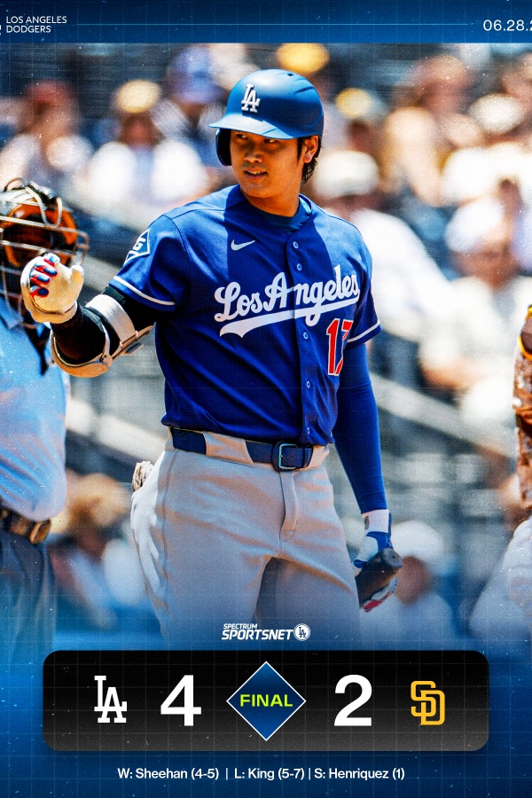 スポーツネット・ロサンゼルス公式Xが公開した画像（画像はスクリーンショット）