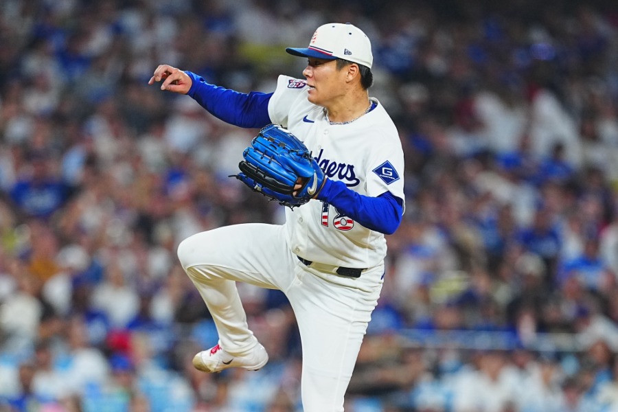 パドレス戦に先発したドジャース・山本由伸【写真：荒川祐史】