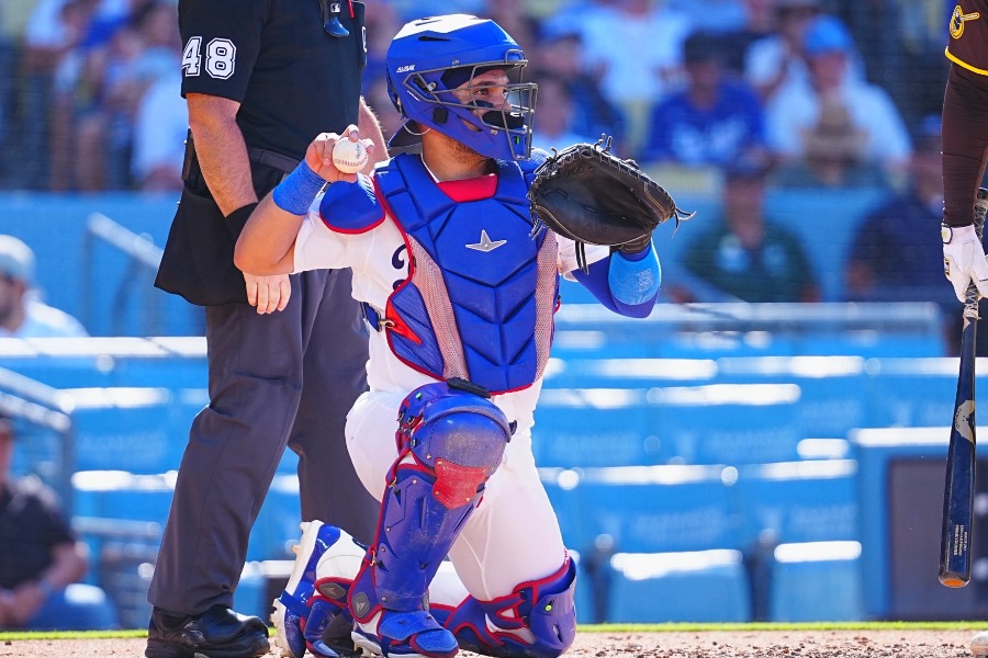 パドレス戦に出場したドジャースのエリエセル・アルフォンゾJr.【写真：荒川祐史】