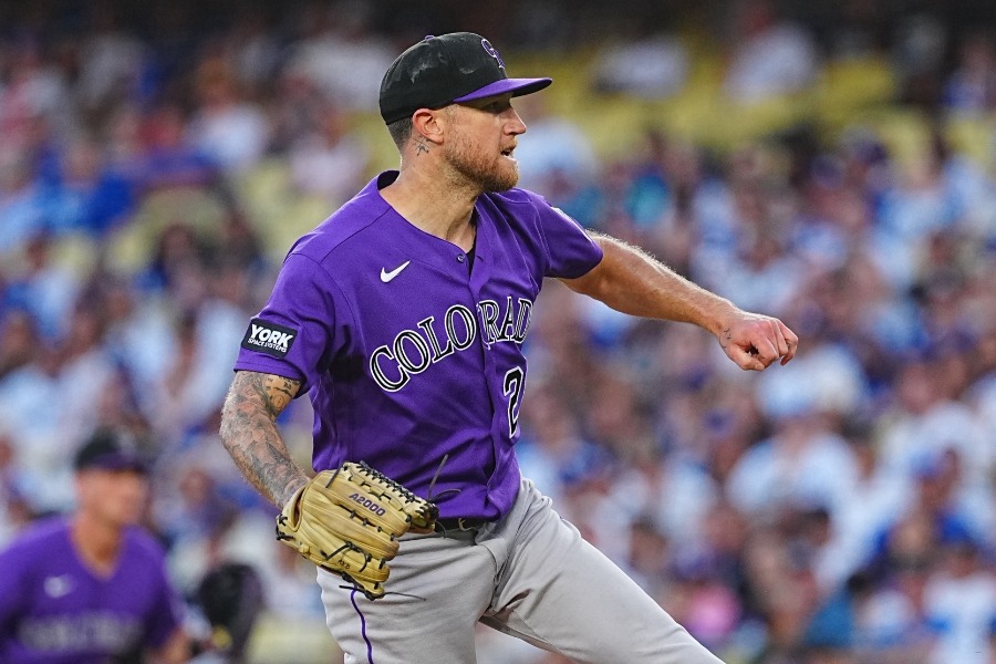 ドジャース戦に先発したロッキーズのカイル・フリーランド【写真:荒川祐史】