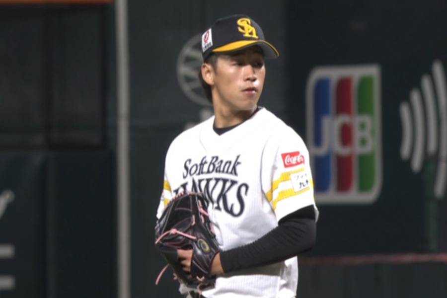 オリックスとの2軍戦に先発し、4勝目を挙げたソフトバンク・岩崎峻典【画像:パーソル パ・リーグTV】