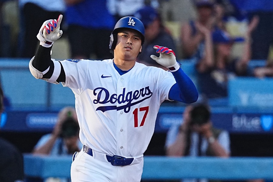 ロッキーズ戦でMLB通算300号を達成したドジャース・大谷翔平【写真：荒川祐史】