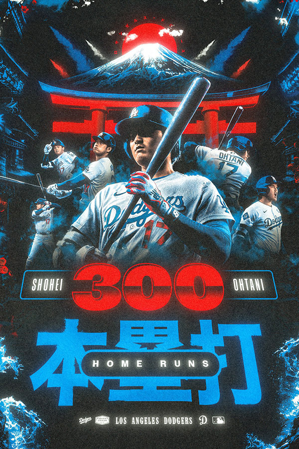 MLB公式が大谷の通算300号達成を祝福した【画像：MLB公式Xより】
