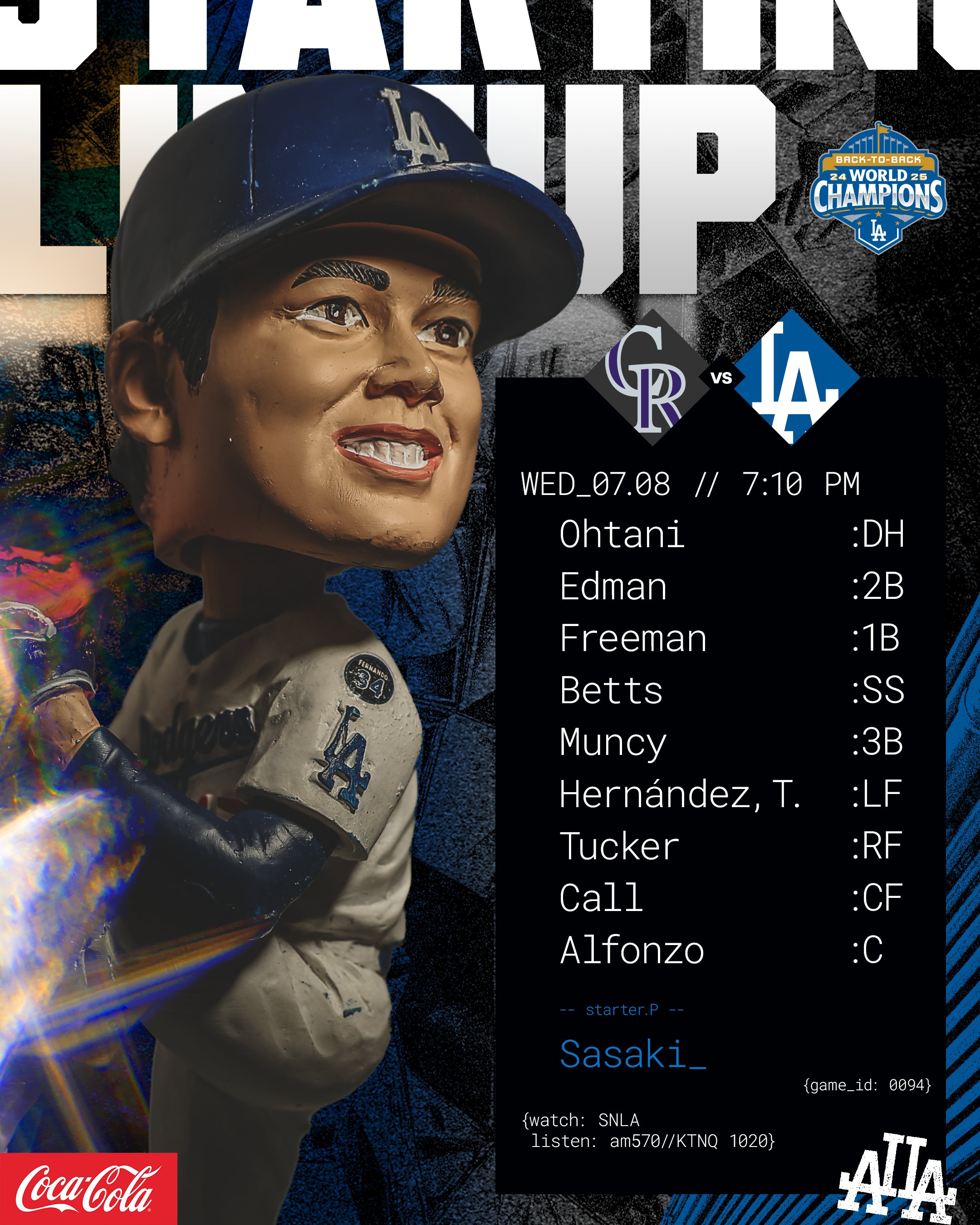 ドジャースが公式X（旧ツイッター）に投稿した大谷翔平のボブルヘッド（画像はスクリーンショット）