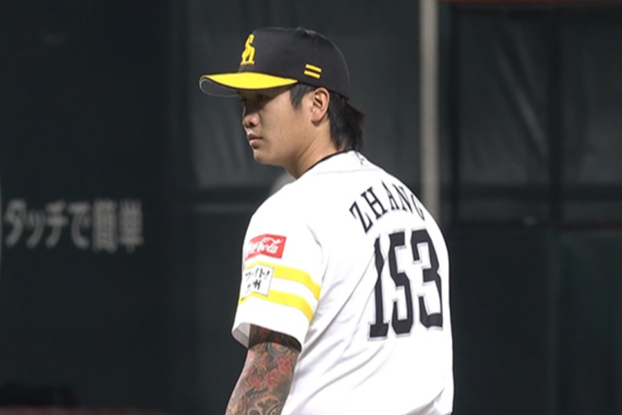 オリックス戦に先発したソフトバンクのチャン・ジュンウェイ【画像：パーソル パ・リーグTV】