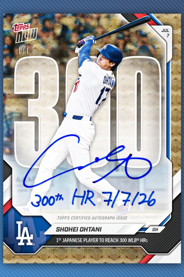 MLB通算300号を記念した大谷翔平のサイン入りカード（画像はスクリーンショット）