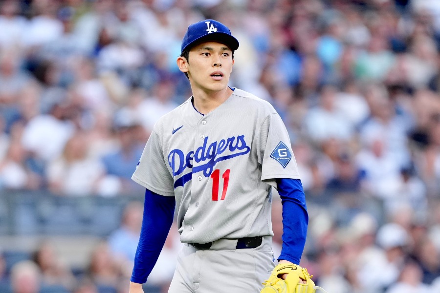 ヤンキース戦に先発したドジャース・佐々木朗希【写真：黒澤崇】