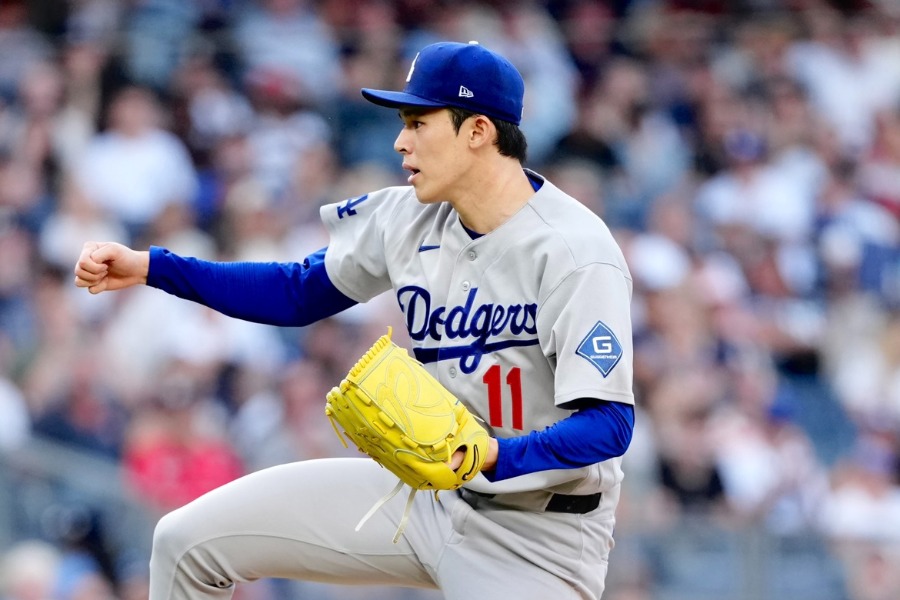 ヤンキース戦に先発したドジャース・佐々木朗希【写真:黒澤崇】