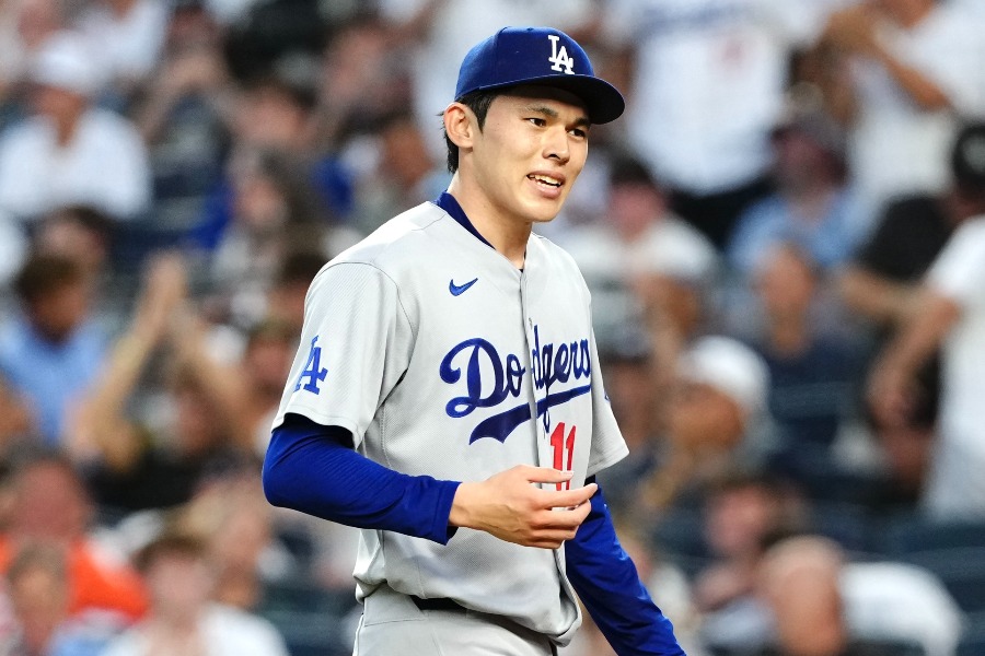 ヤンキース戦に先発したドジャース・佐々木朗希【写真:黒澤崇】
