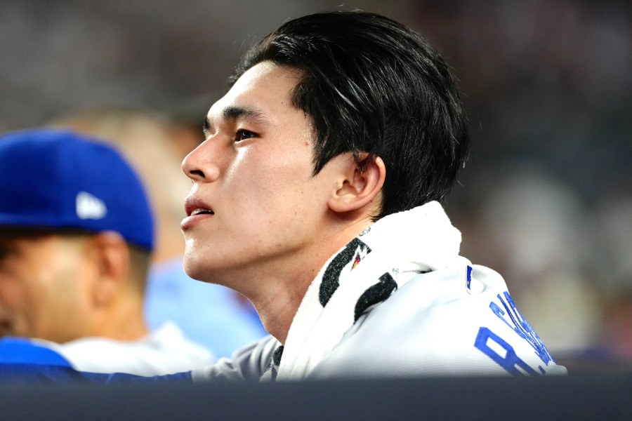 ヤンキース戦に先発し、6回途中でマウンドを降りたドジャース・佐々木朗希【写真：黒澤崇】