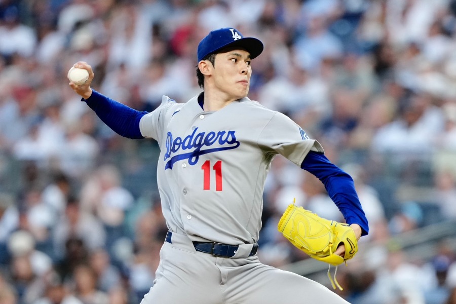 ヤンキース戦に先発したドジャース・佐々木朗希【写真:黒澤崇】