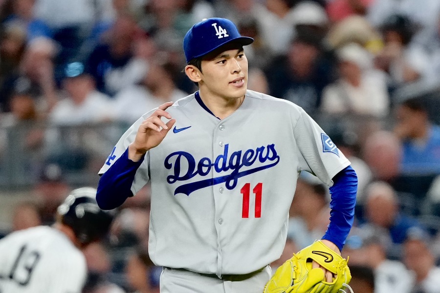 ヤンキース戦に先発したドジャース・佐々木朗希【写真:黒澤崇】