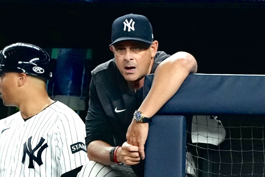 ドジャース戦で指揮を執ったヤンキースのアーロン・ブーン監督【写真:黒澤崇】