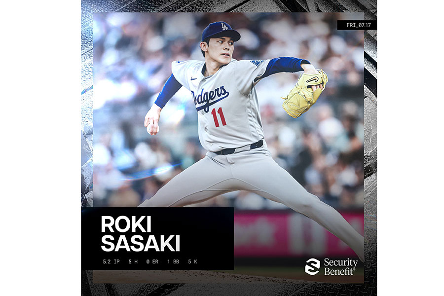 ドジャース公式が投稿した佐々木朗希の画像【画像:ドジャース公式Xより】