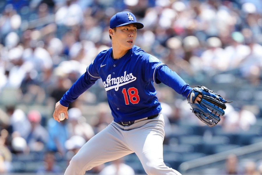 ヤンキース戦で完投したドジャース・山本由伸【写真:黒澤崇】