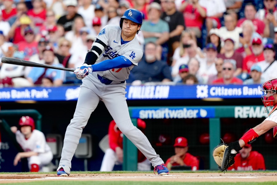 フィリーズ戦に出場するドジャース・大谷翔平【写真:黒澤崇】