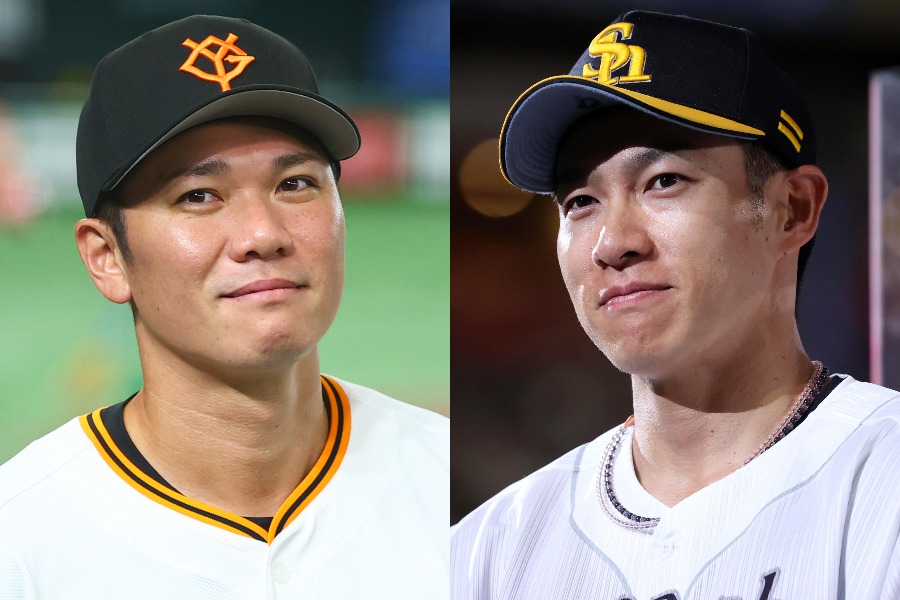 巨人・坂本勇人（左）とソフトバンク・柳田悠岐【写真：加治屋友輝、栗木一考】