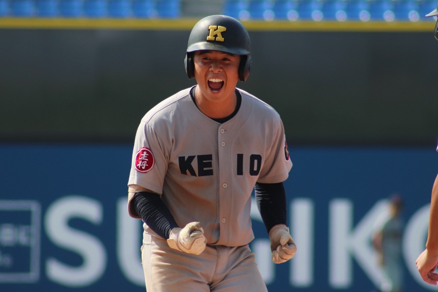 立花学園戦で3安打と存在感を見せた主将の徳留海【写真：大利実】