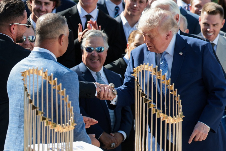 ドジャースがホワイトハウスを訪問した【写真:ロイター】