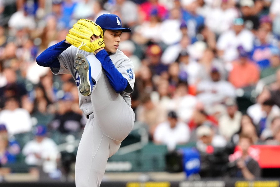 メッツ戦に先発したドジャース・佐々木朗希【写真:黒澤崇】