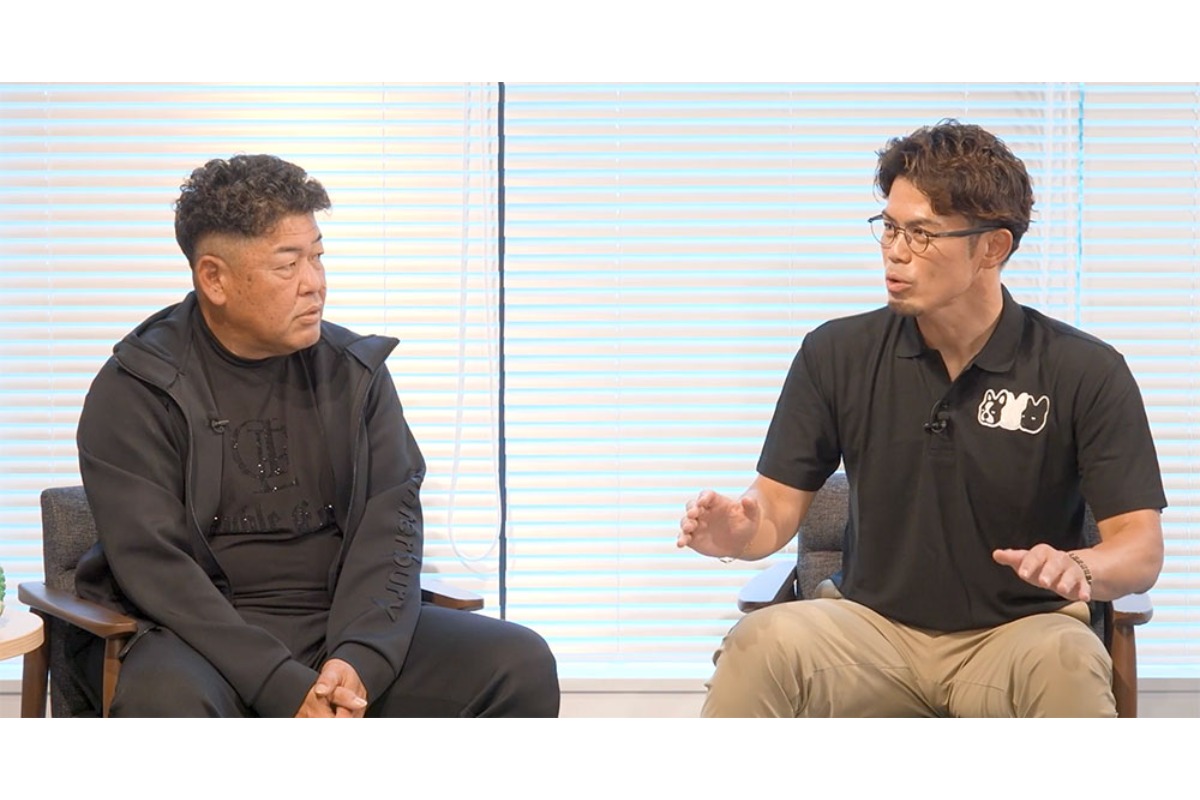 「P’s UPDATE」に出演した中村紀洋氏（左）と今江敏晃氏【画像：パーソル パ・リーグTV】
